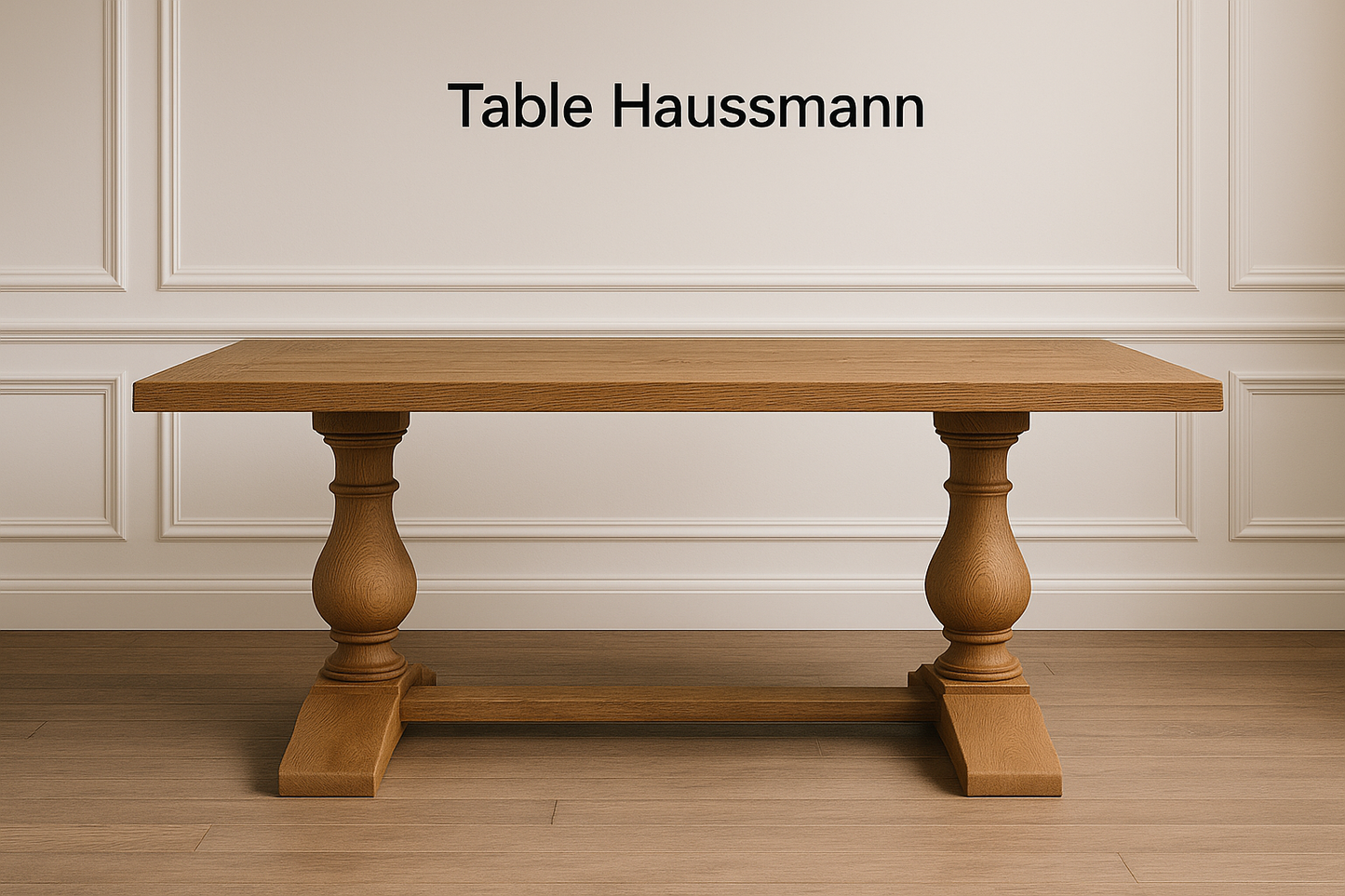 Table Haussmann — plateau massif et piètement sculptural